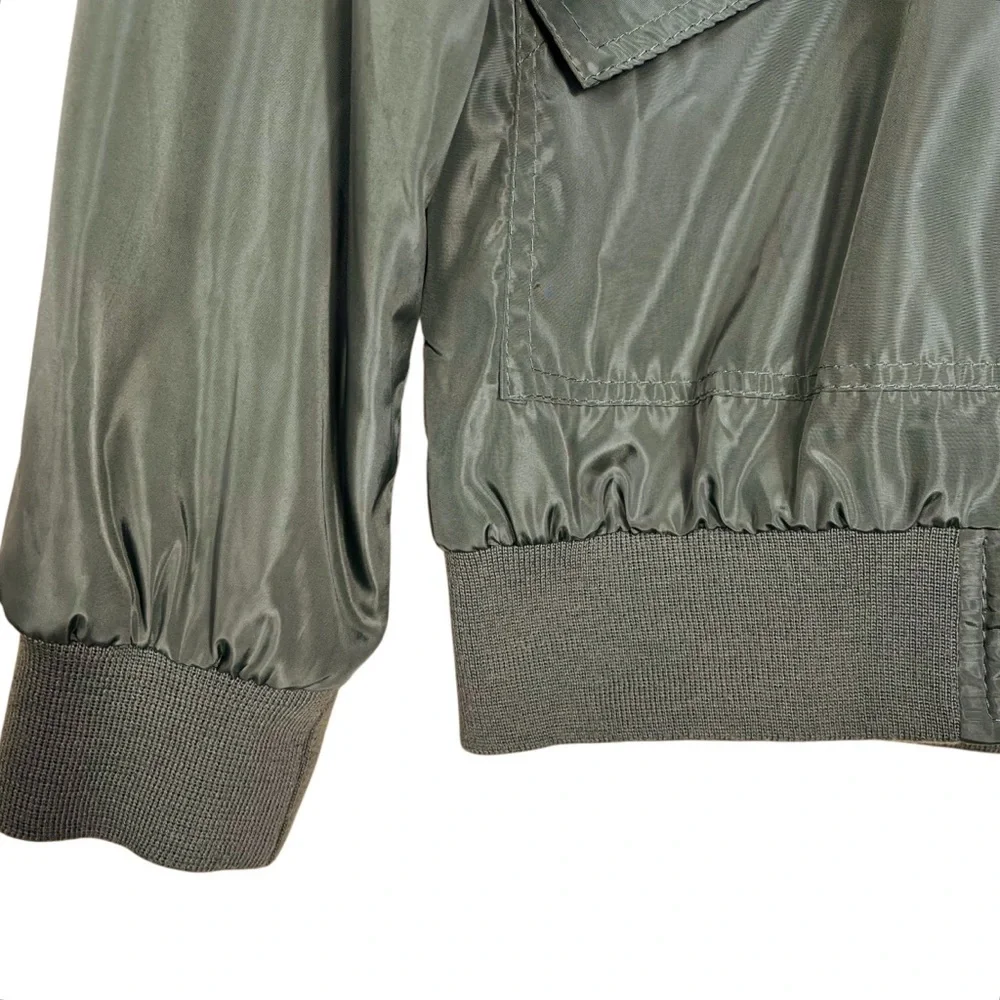 Army Performance Bomber Jacket Unisex Small Green Satin Military Uniform Costume